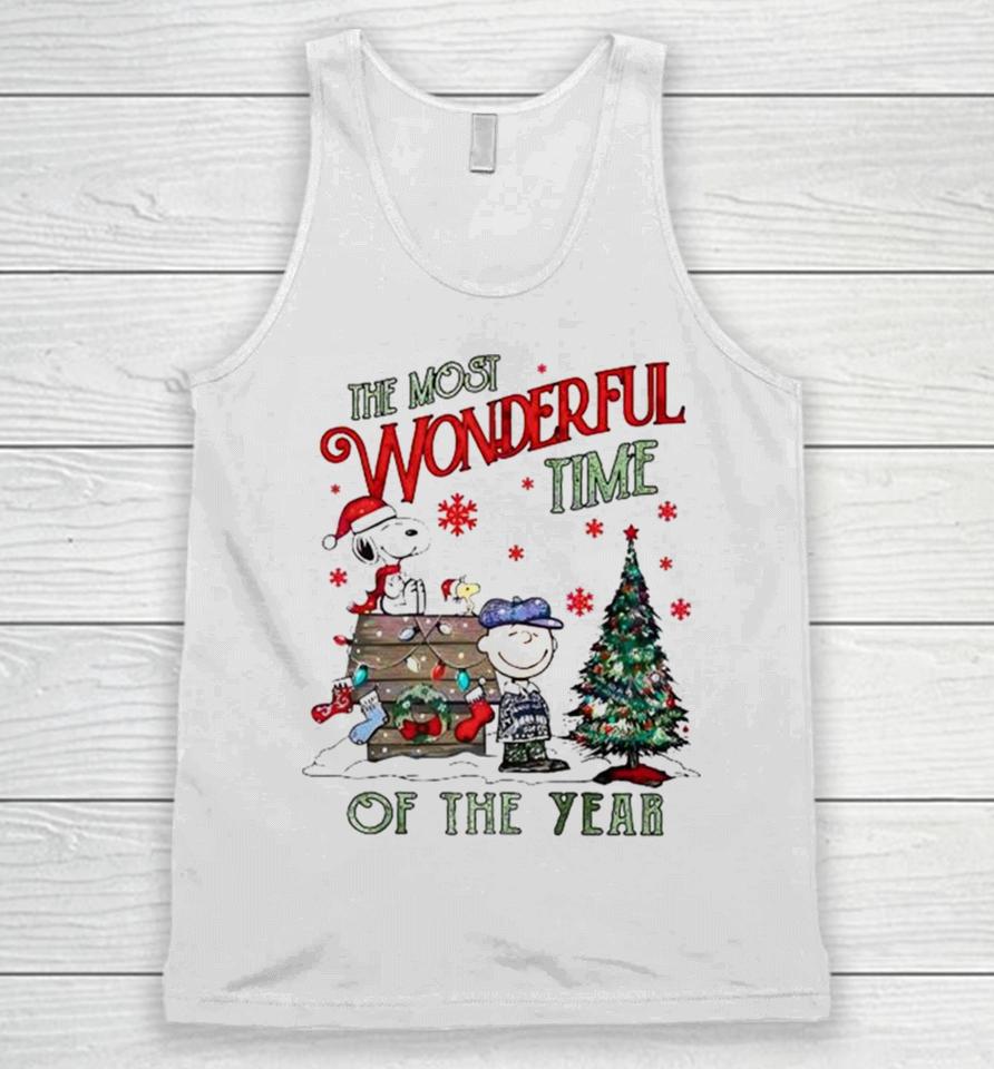 Peanuts Snoopy The Most Wonderful Time Of The Year Merry Christmas Unisex Tank Top