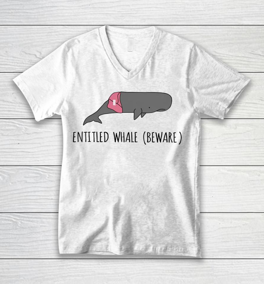 Pearlythingz Entitled Whale Beware Unisex V-Neck T-Shirt