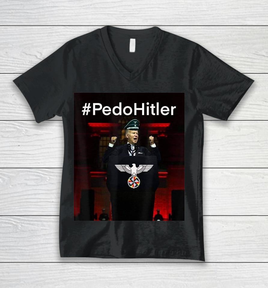 Pedohitler Funny Anti Joe Biden Meme Unisex V-Neck T-Shirt