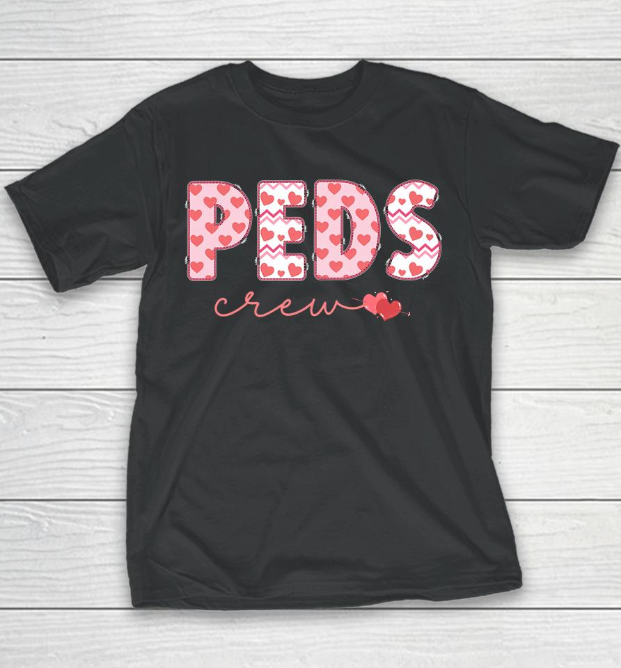 Peds Crew Nurse Valentine's Day Heart Pediatrics Nursing Youth T-Shirt