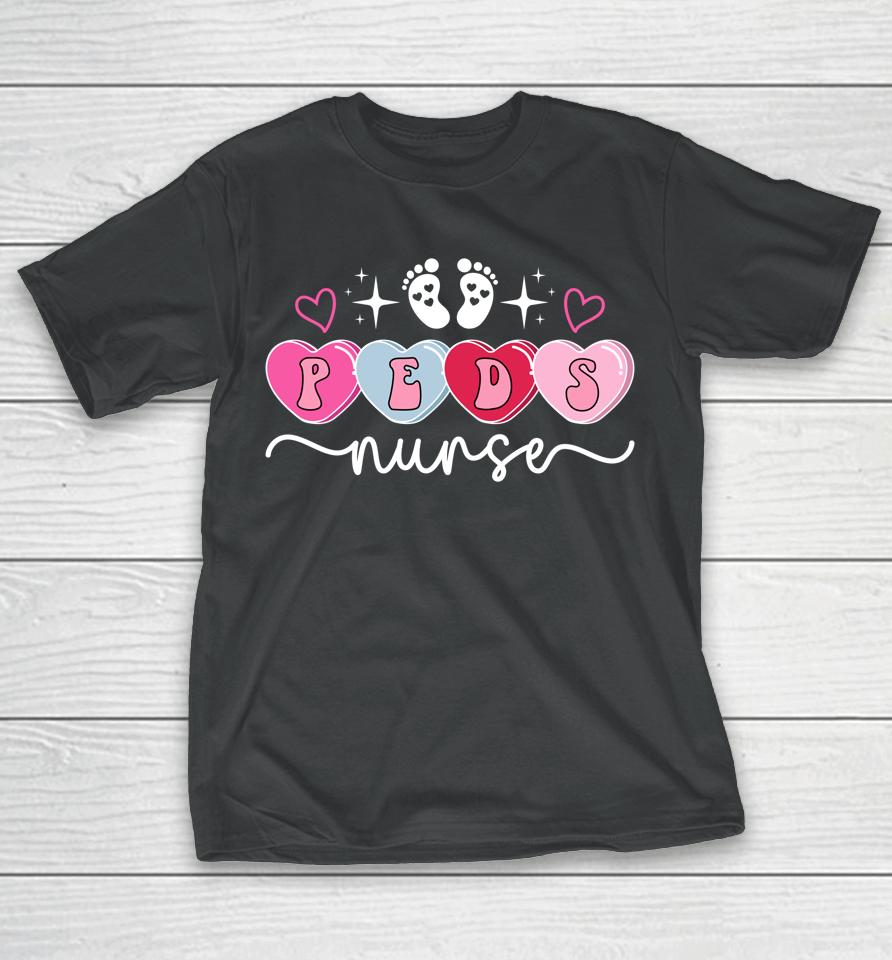 Peds Nurse Valentine Hearts Pediatric Nursing Valentines Day T-Shirt