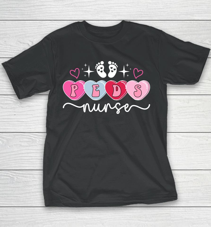 Peds Nurse Valentine Hearts Pediatric Nursing Valentines Day Youth T-Shirt