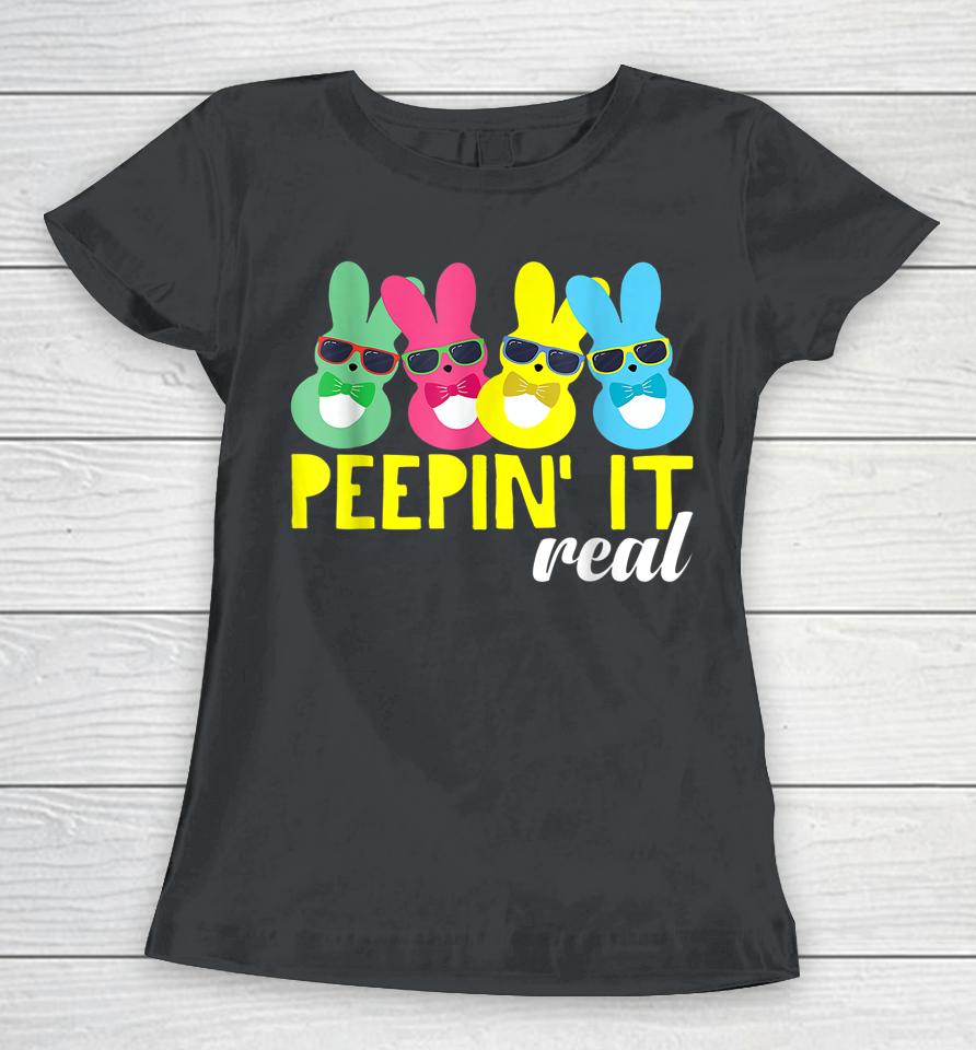 Peepin It Real Easter Bunnies Women T-Shirt