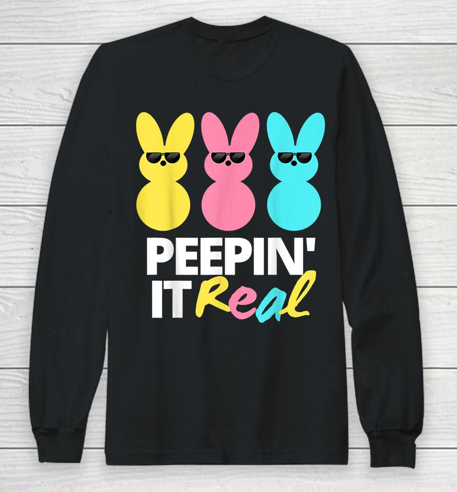 Peepin It Real Easter Day Bunny Long Sleeve T-Shirt