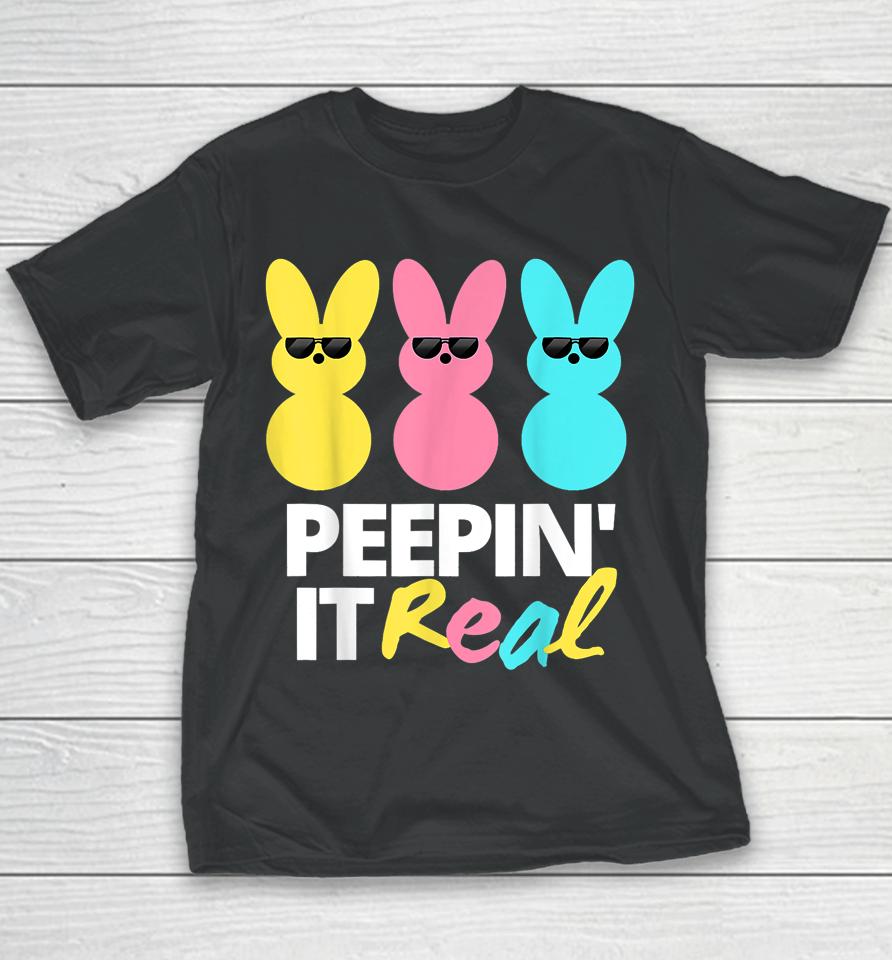 Peepin It Real Easter Day Bunny Youth T-Shirt