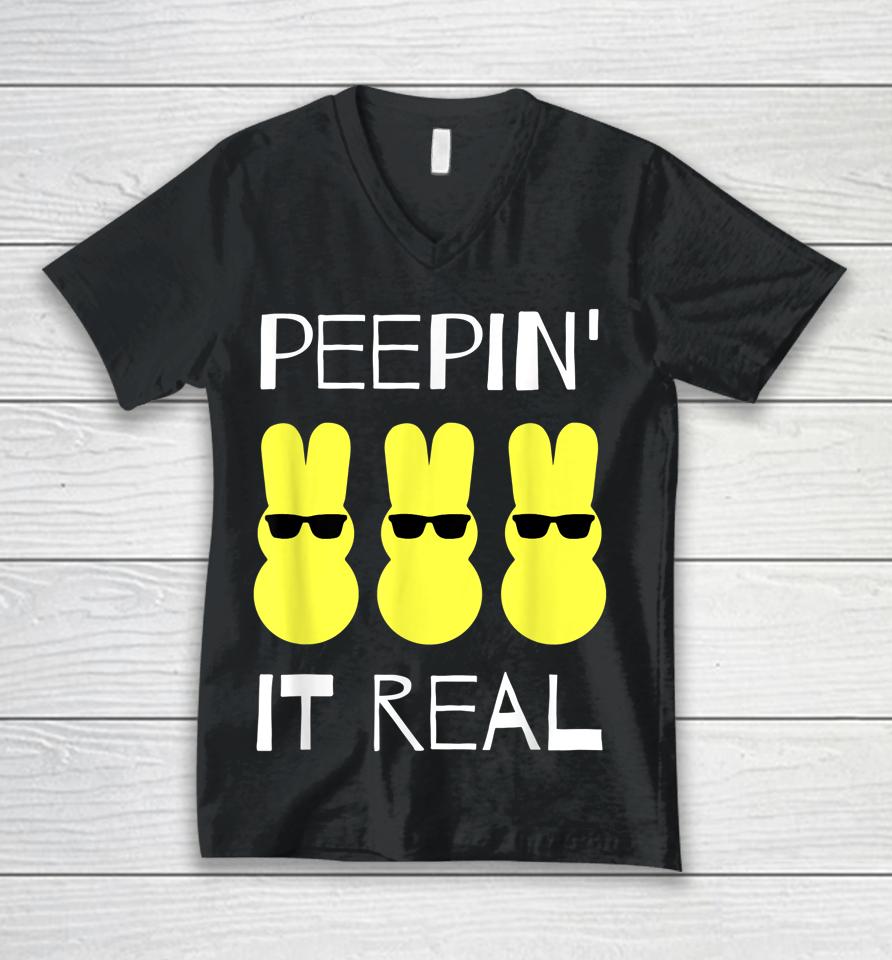 Peepin It Real Easter Unisex V-Neck T-Shirt