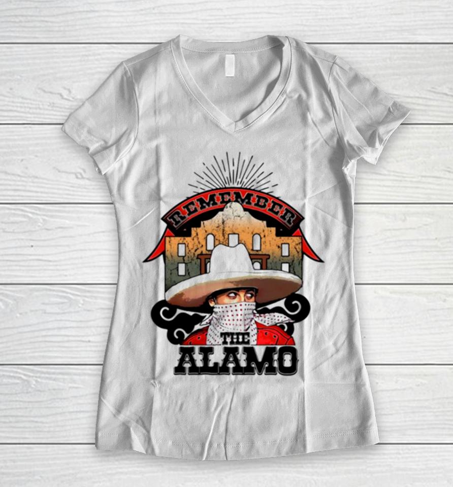 Peewee Remember The Alamo Graphic Women V-Neck T-Shirt
