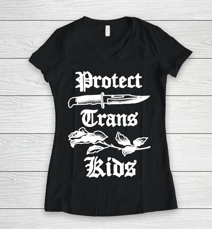 Peggy Flanagan Protect Trans Kids Women V-Neck T-Shirt
