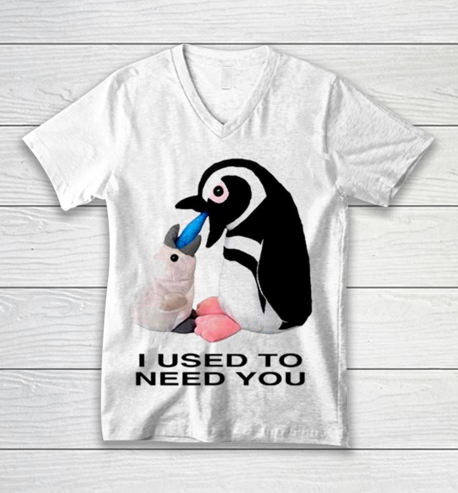 Penguins I Used To Need You Unisex V-Neck T-Shirt
