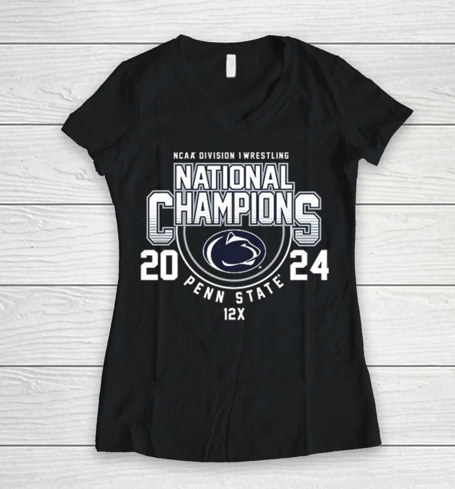 Penn State 2024 Ncaa Division Wrestling National Champions Women V-Neck T-Shirt