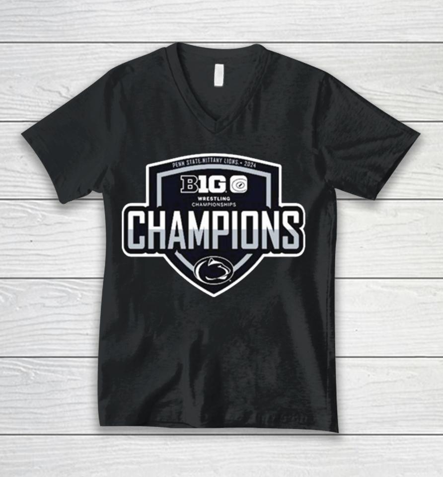 Penn State Nittany Lions 2024 Big Ten Wrestling Champions Unisex V-Neck T-Shirt