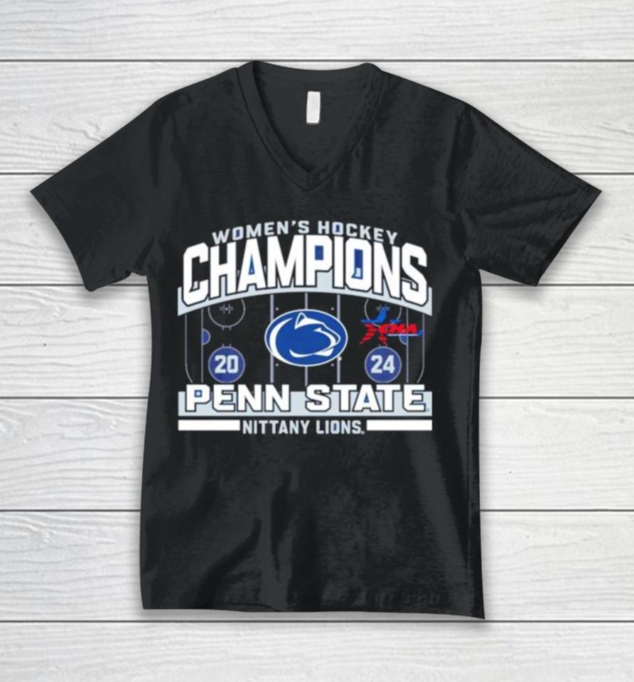 Penn State Nittany Lions 2024 Cha Women’s Ice Hockey Regular Season Conference Champions Unisex V-Neck T-Shirt