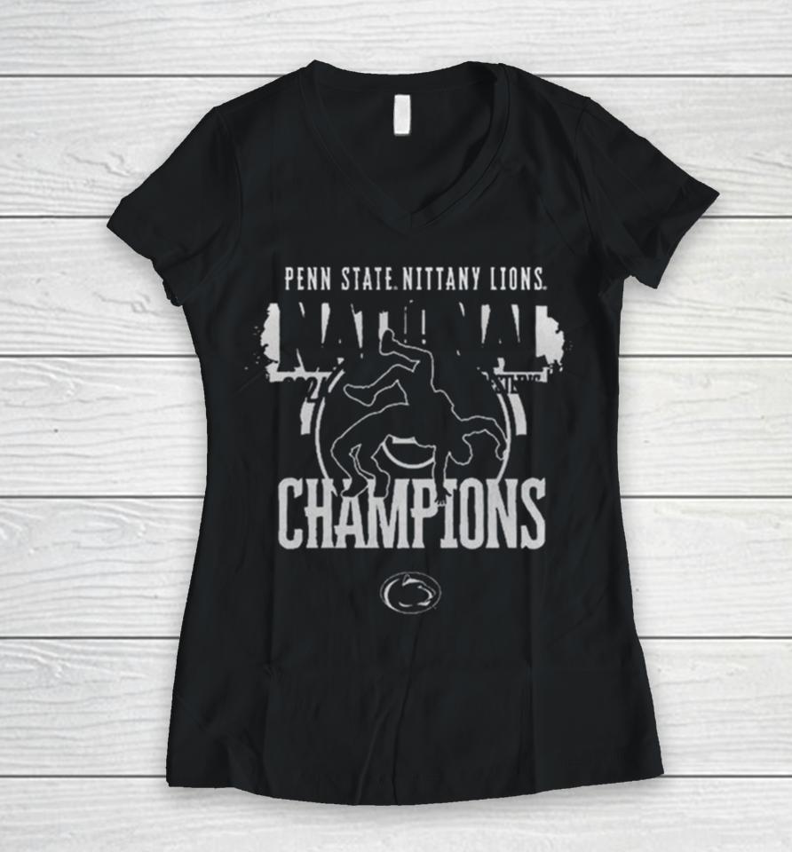 Penn State Nittany Lions 2024 Ncaa Wrestling National Champions Women V-Neck T-Shirt