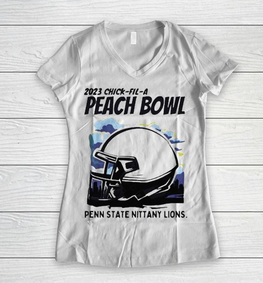 Penn State Nittany Lions Helmet 2023 Chick Fil A Peach Bowl Women V-Neck T-Shirt