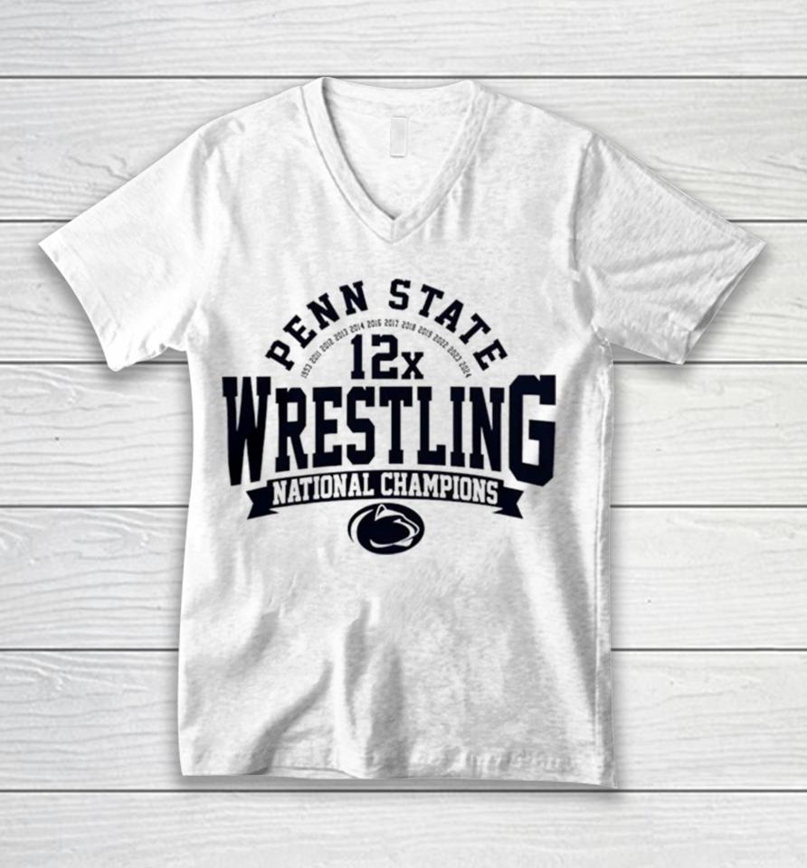 Penn State Nittany Lionsncaa Wrestling Champion 12X Unisex V-Neck T-Shirt