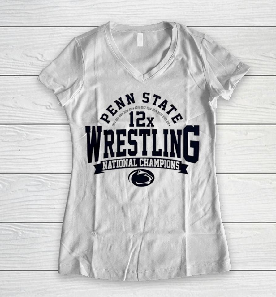 Penn State Nittany Lionsncaa Wrestling Champion 12X Women V-Neck T-Shirt