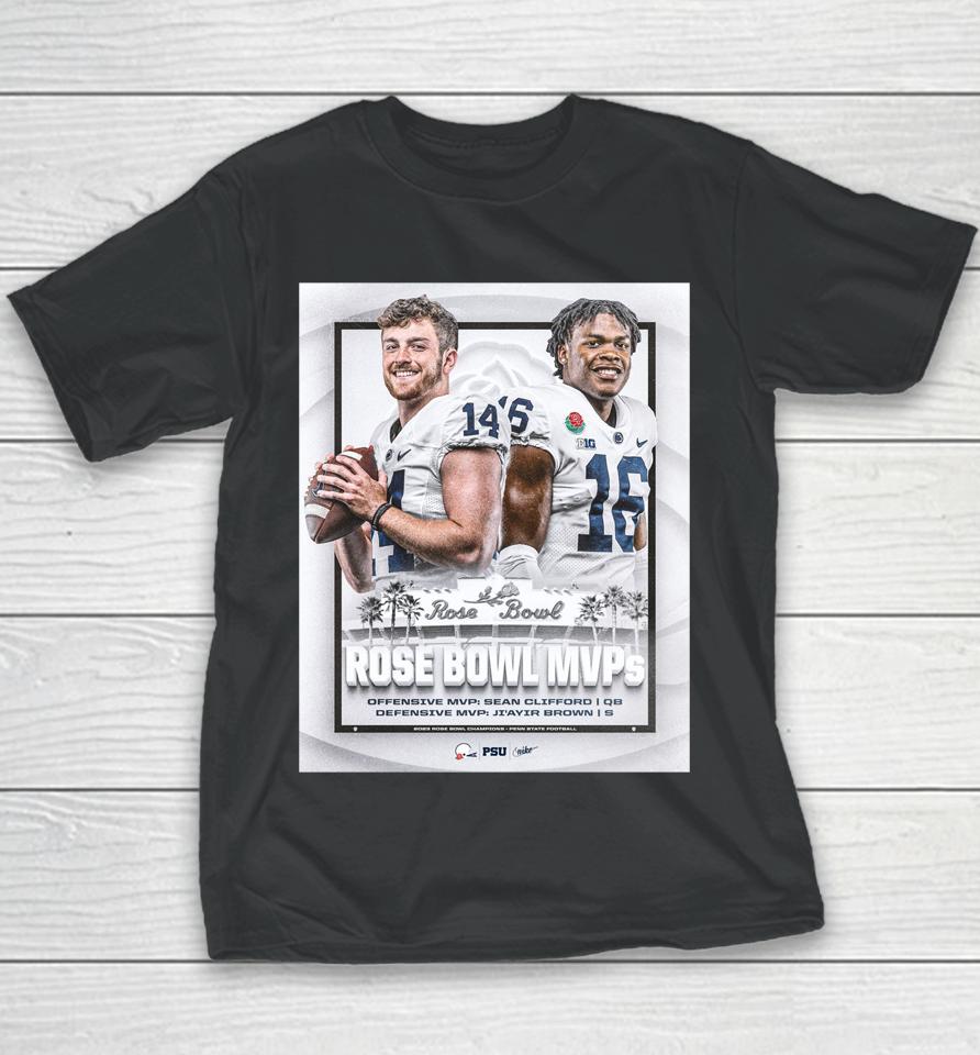 Penn State Rose Bowl Mvp 2023 Ji'ayir Brown And Sean Clifford Youth T-Shirt
