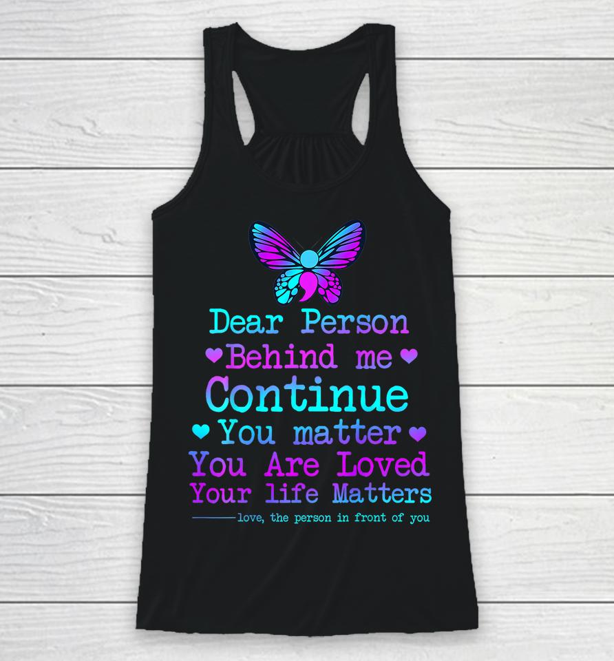 Person Behind Me Suicide Prevention &Amp; Depression Awareness Racerback Tank