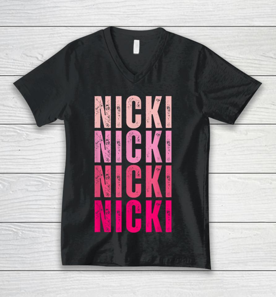 Personalized Name Nicki I Love Nicki Vintage Unisex V-Neck T-Shirt