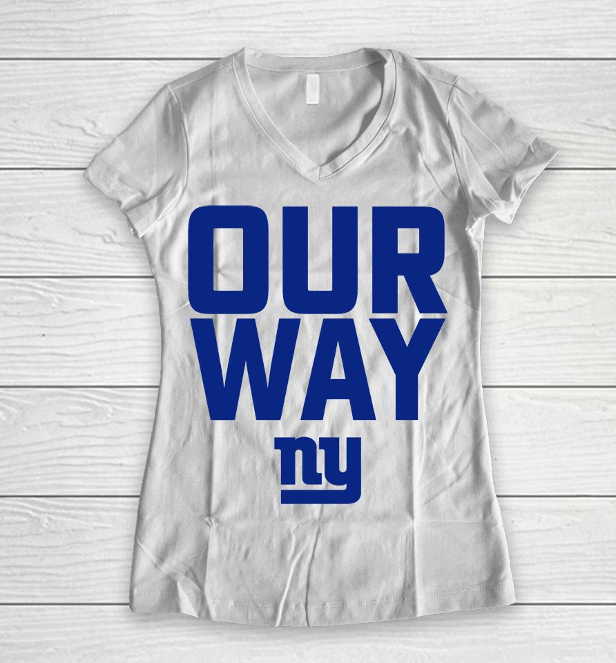 Pete Guelli Our Way New York Giants Women V-Neck T-Shirt
