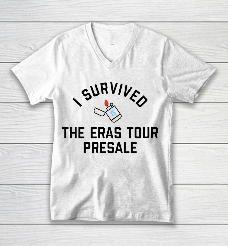 Pghclothing I Survived The Eras Tour Presale Taylorswift Unisex V-Neck T-Shirt