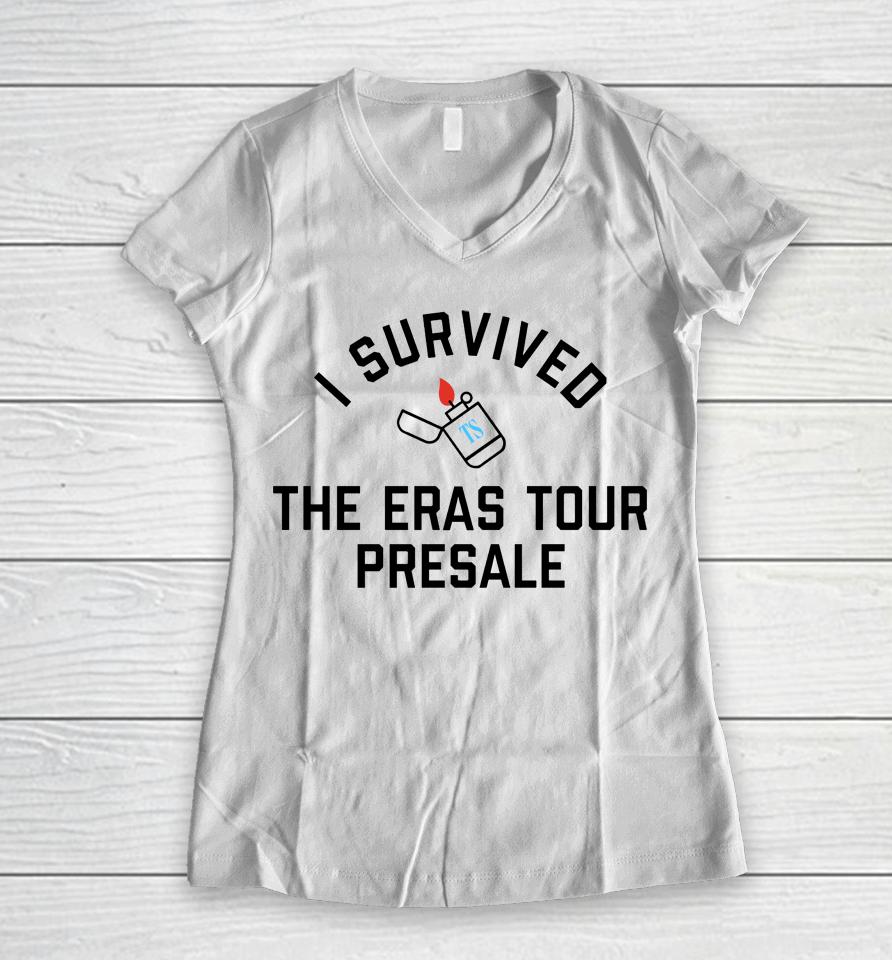 Pghclothing I Survived The Eras Tour Presale Taylorswift Women V-Neck T-Shirt