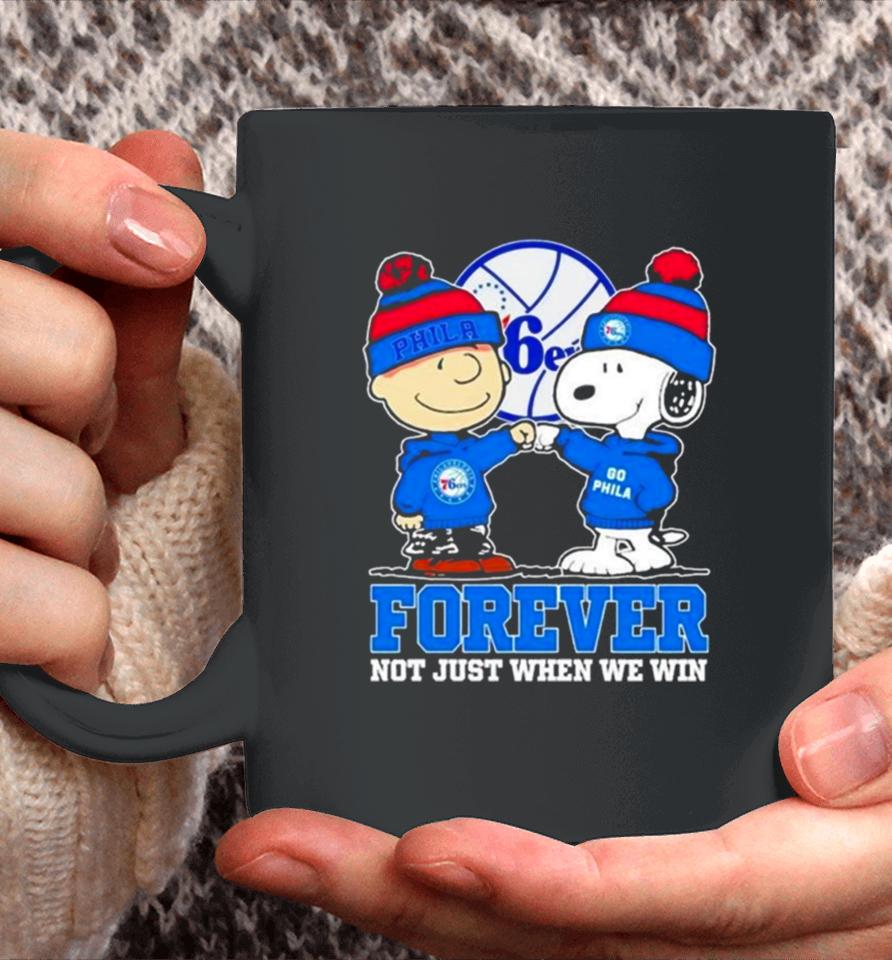 Philadelphia 76Ers Nba Snoopy And Charlie Brown Forever Not Just When We Win 2024 Coffee Mug
