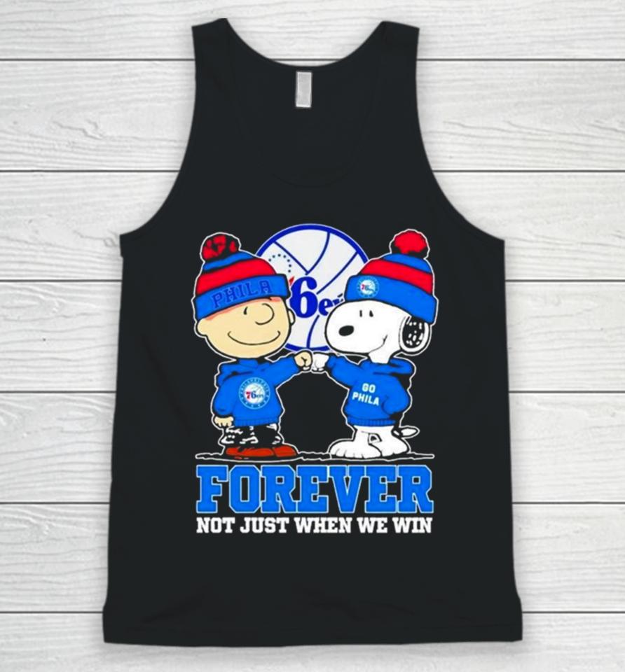 Philadelphia 76Ers Nba Snoopy And Charlie Brown Forever Not Just When We Win 2024 Unisex Tank Top
