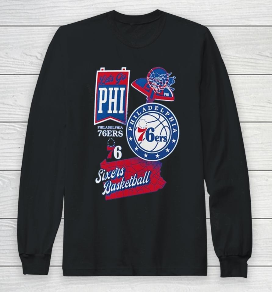 Philadelphia 76Ers Split Zone Sixers Basketball Long Sleeve T-Shirt