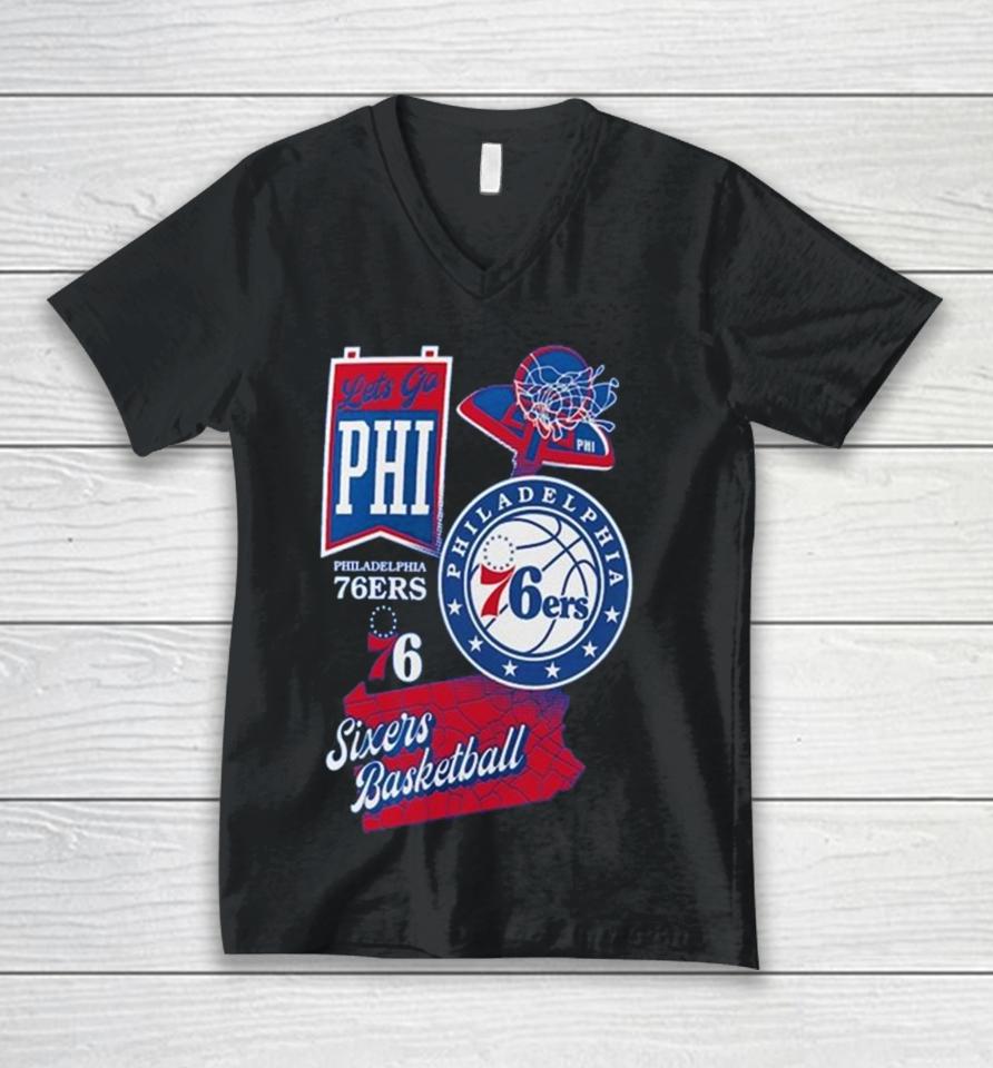 Philadelphia 76Ers Split Zone Sixers Basketball Unisex V-Neck T-Shirt