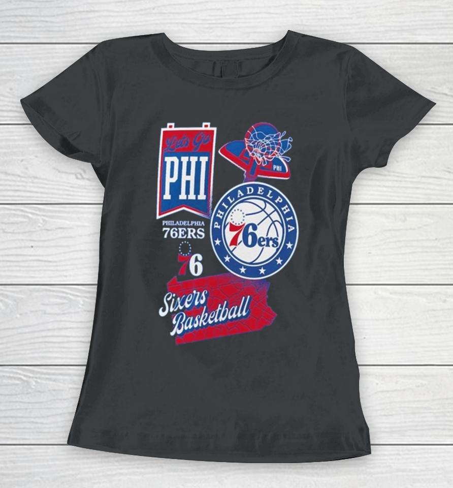 Philadelphia 76Ers Split Zone Sixers Basketball Women T-Shirt