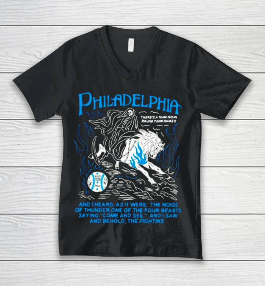 Philadelphia And I Heard As It Were The Noise Of Thunder One Of The Four Beasts Saying Come And See Unisex V-Neck T-Shirt