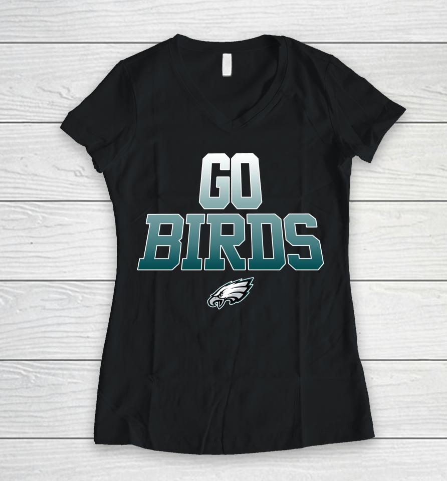 Philadelphia Eagles Black Go Birds Statement Women V-Neck T-Shirt