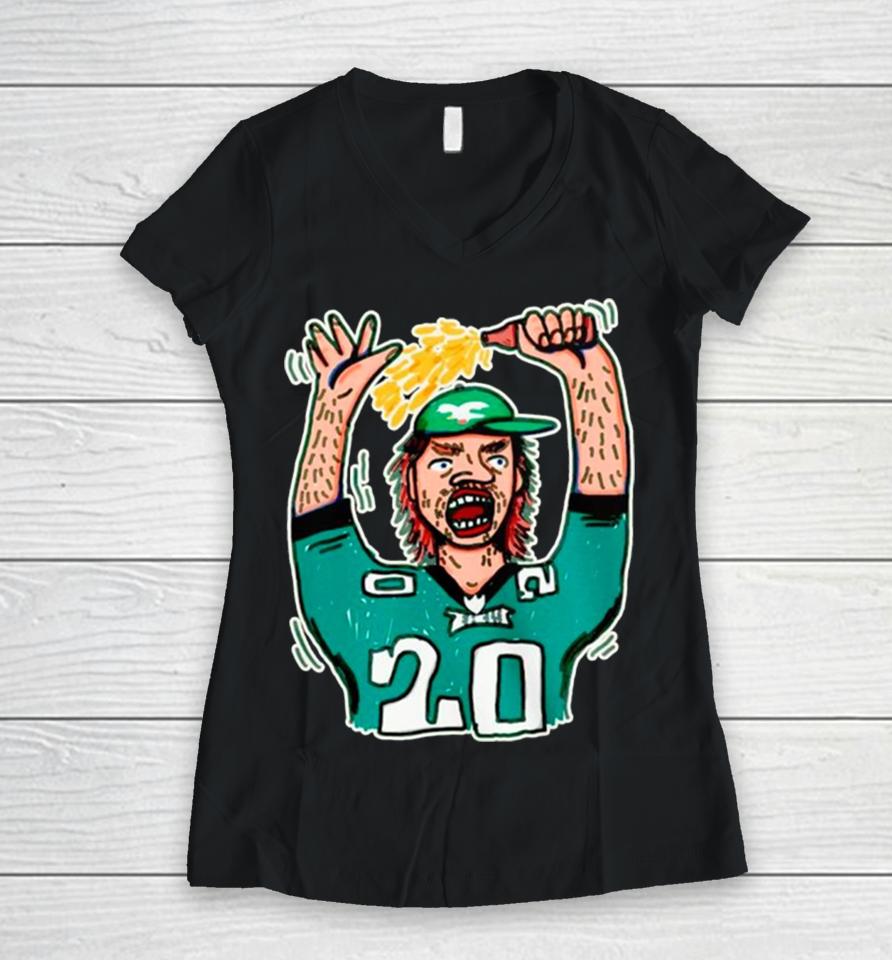 Philadelphia Eagles Fan Drunk Art Women V-Neck T-Shirt