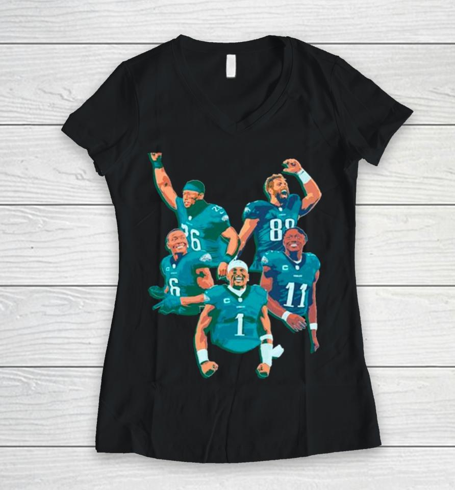 Philadelphia Eagles Football Players Nfl Women V-Neck T-Shirt
