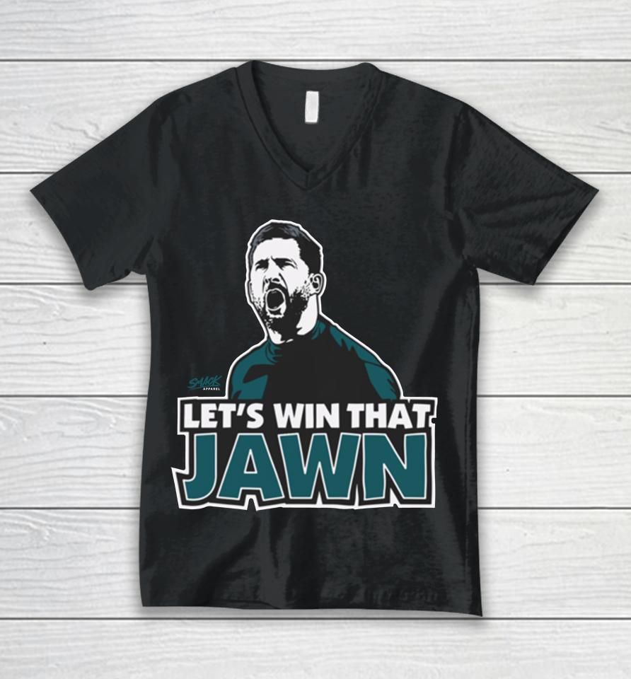 Philadelphia Eagles Nick Sirianni Let's Win That Jawn Unisex V-Neck T-Shirt