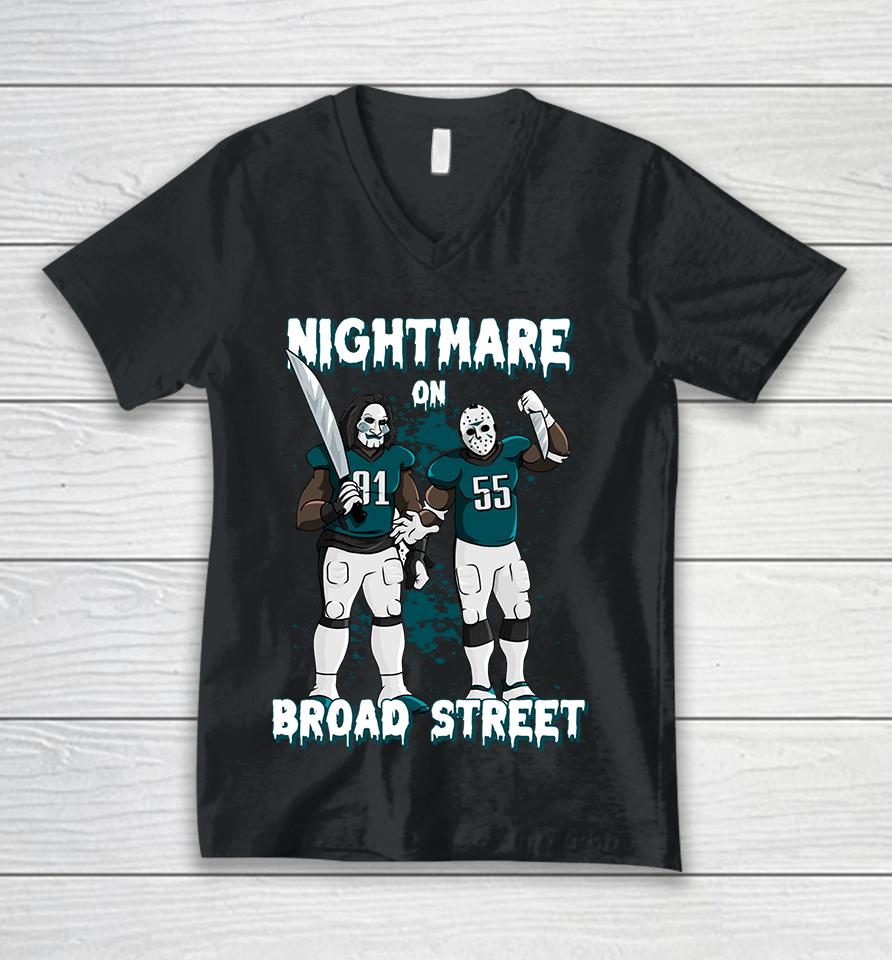 Philadelphia Eagles Nightmare On Broad Street Unisex V-Neck T-Shirt