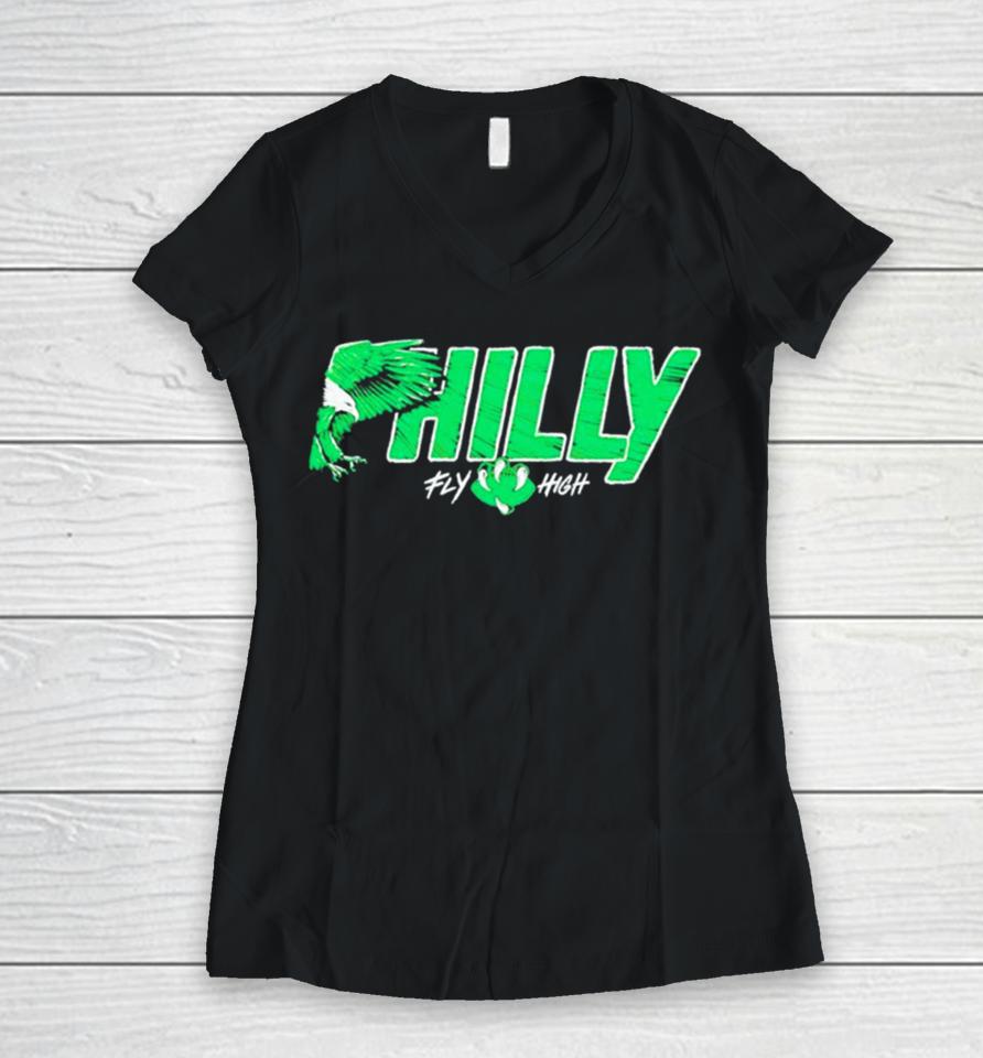 Philadelphia Eagles Philly Fly High Women V-Neck T-Shirt