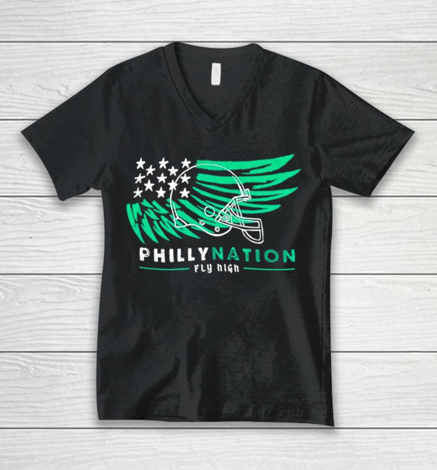 Philadelphia Eagles Philly Nation Fly High Unisex V-Neck T-Shirt