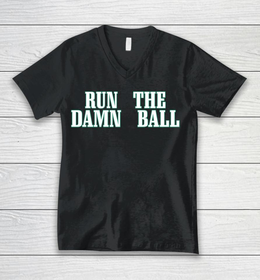 Philadelphia Eagles Run The Damn Ball Unisex V-Neck T-Shirt