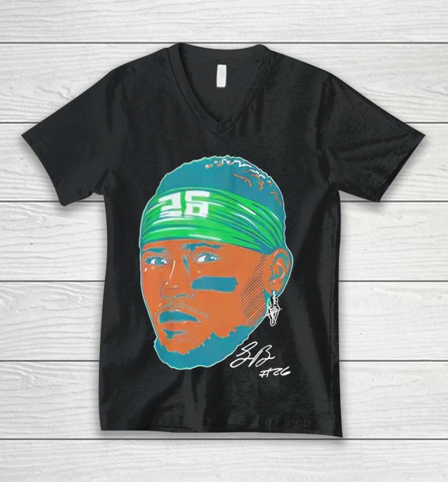 Philadelphia Eagles Saquon Barkley 26 Swag Head Signature Unisex V-Neck T-Shirt