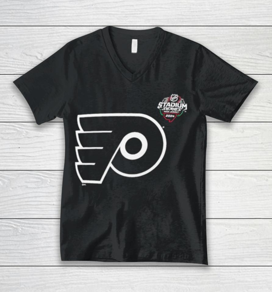 Philadelphia Flyers 2024 Nhl Stadium Series Black Unisex V-Neck T-Shirt