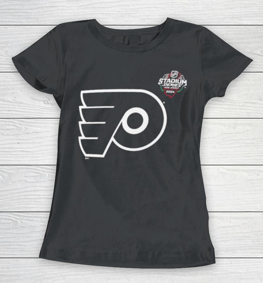 Philadelphia Flyers 2024 Nhl Stadium Series Black Women T-Shirt
