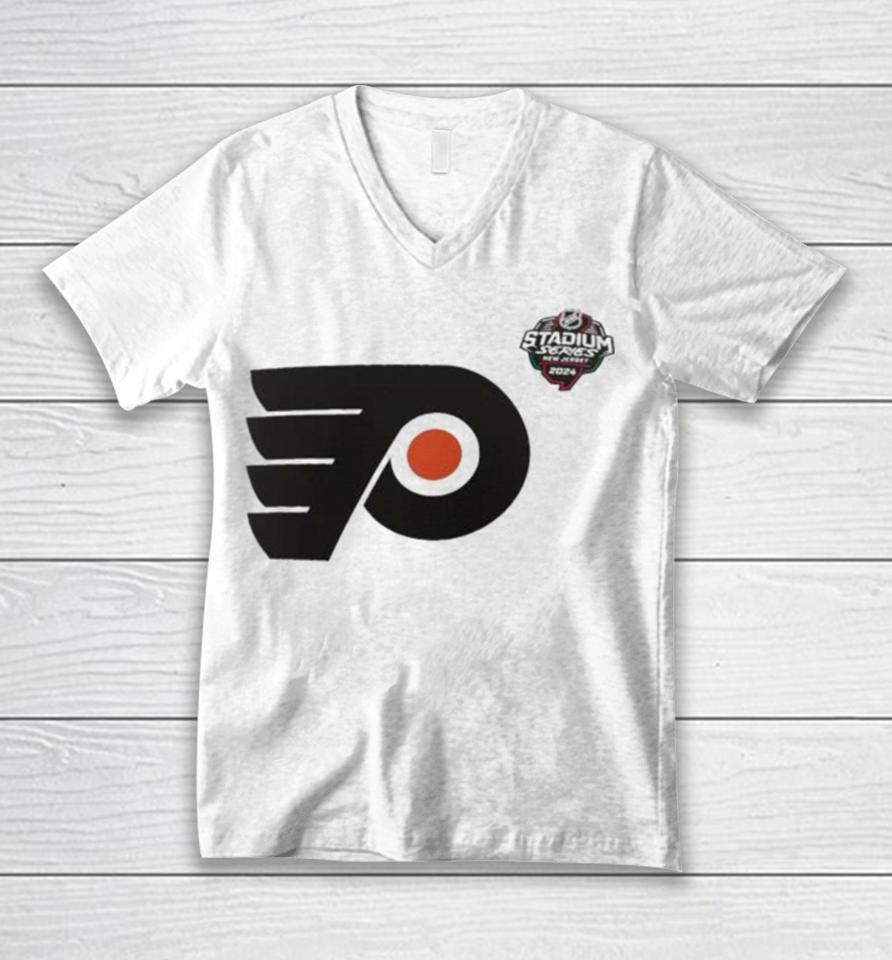 Philadelphia Flyers 2024 Nhl Stadium Series Logo Unisex V-Neck T-Shirt