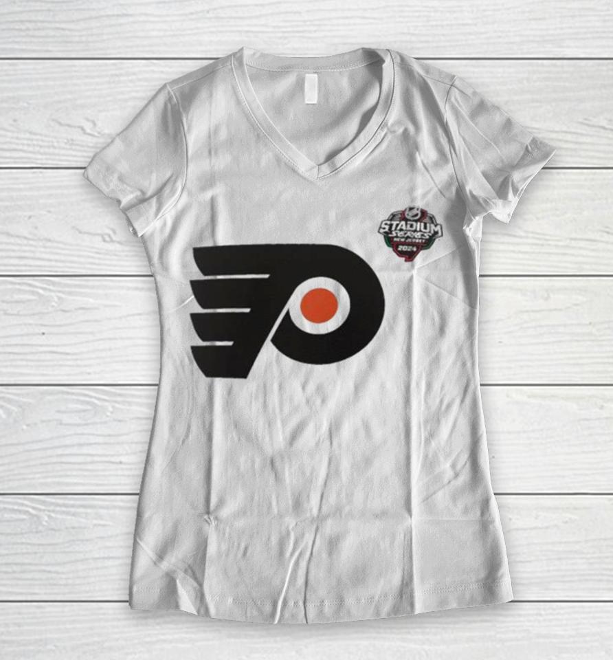 Philadelphia Flyers 2024 Nhl Stadium Series Logo Women V-Neck T-Shirt