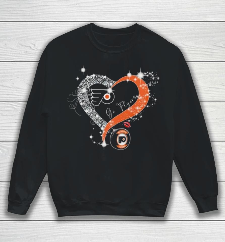 Philadelphia Flyers Go Flyers Diamond Heart Logo 2024 Sweatshirt