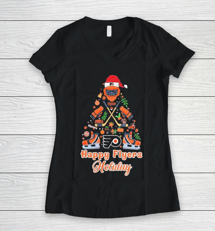 Philadelphia Flyers Ice Hockey Nhl Philly Hart Grit Happy Flyers Holidays Christmas Sweatershirts Women V-Neck T-Shirt