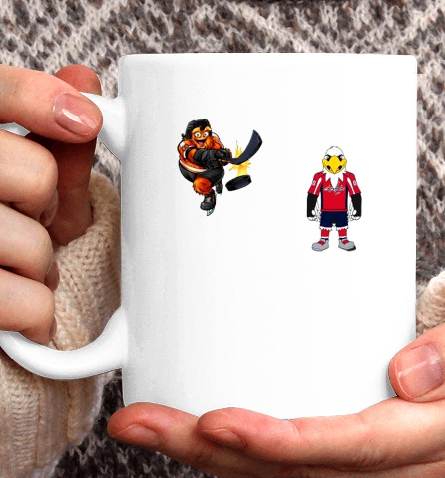 Philadelphia Flyers Vs Washington Capitals Nhl 2024 Mascot Cartoon Hockey Coffee Mug