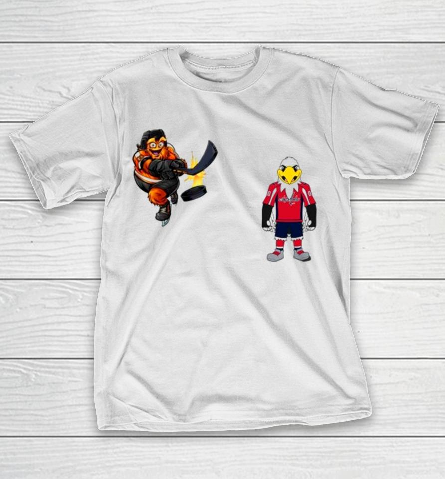 Philadelphia Flyers Vs Washington Capitals Nhl 2024 Mascot Cartoon Hockey T-Shirt