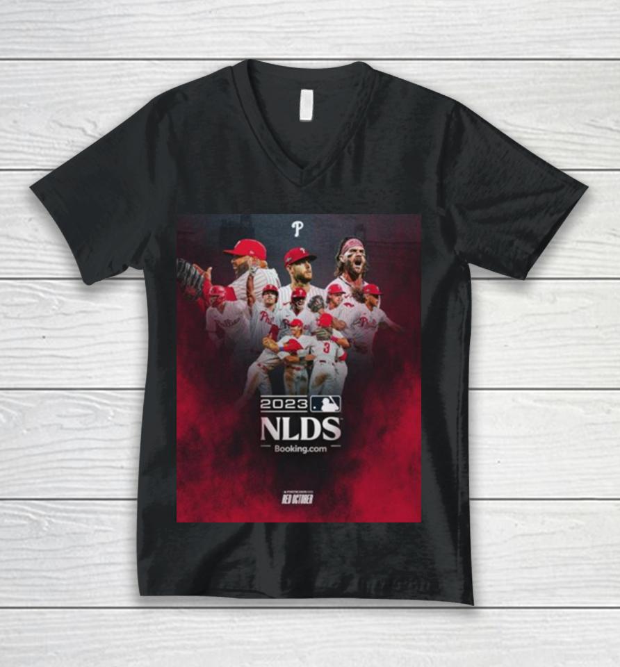 Philadelphia Phillies Advance To 2023 Mlb Nlds Red October Unisex V-Neck T-Shirt
